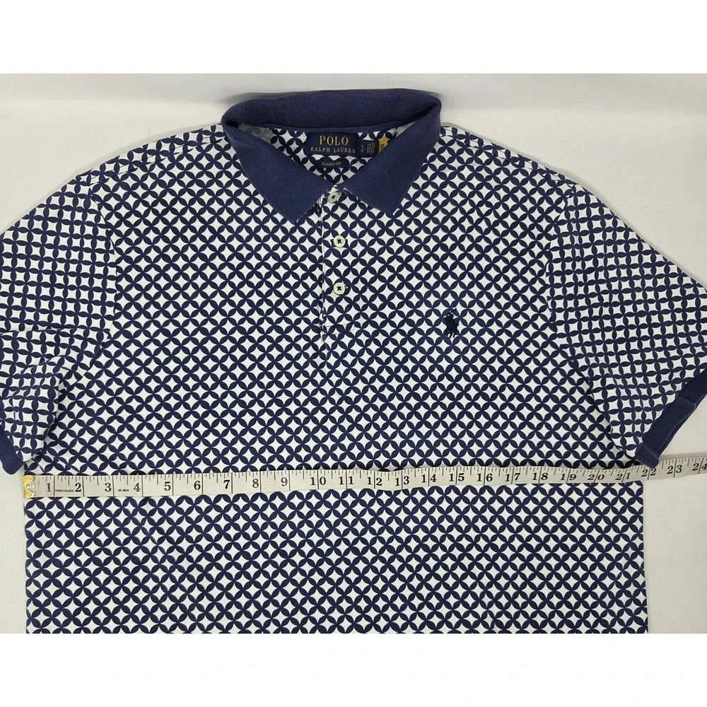 Polo Ralph Lauren Classic Fit Star Soft Cotton Polo Mens Large Blue Geometric